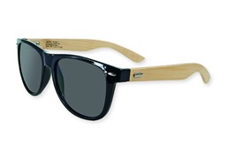 BAMBUS Holz-Sonnenbrille: Sonnenbrille mit Bügel aus echtem Bambusholz, Rahmen aus schwarzem Kunststoff, s