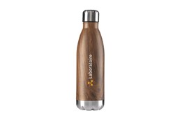 TOPLA Holz Wasserflasche 500 ml: Doppelwandige, rostfreie Wasserflasche. Mit tropfsicherem Schraubdeckel. Edle Ve