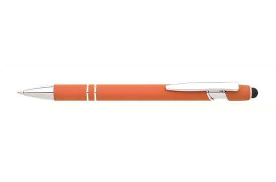 Naton Kugelschreiber: Kugelschreiber mit Touch-Ende, weich gummierte Oberfläche mit zwei Zierringen