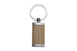 HOLZI Metall: Schlüsselanhänger aus mattem Metall mit einem Einleger aus Buchenholz. Pro Stück