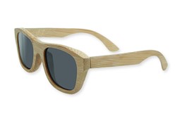 BAMBUS Holz-Sonnenbrille: Sonnenbrille mit Rahmen und Bügel aus echtem Bambusholz, schwarze Gläser mit UV 